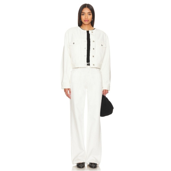 New Citizens of Humanity Renata Denim Jean Jacket Collarless White Pashmina - Picture 3 of 16